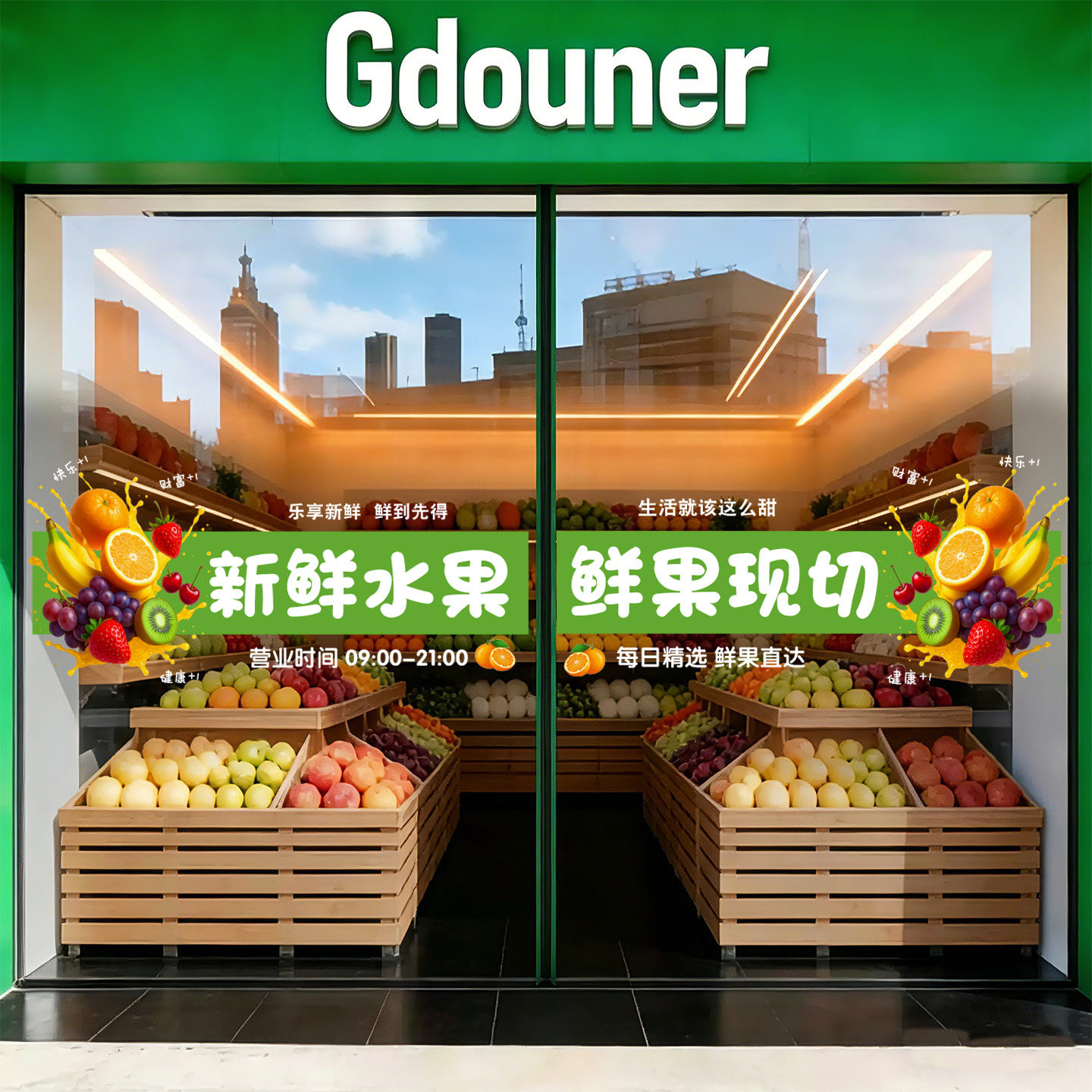 创意新鲜水果店装饰用品广告贴纸玻璃门贴橱窗海报墙面墙贴画布置