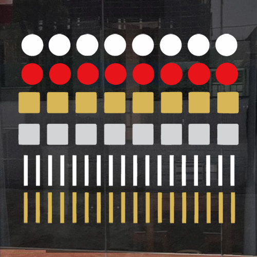 玻璃橱窗腰线圆点方块白色贴纸