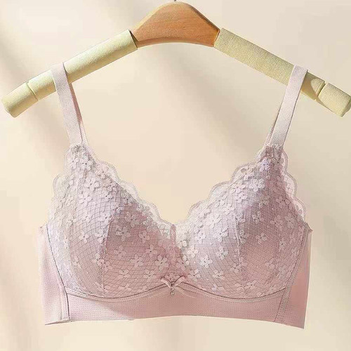 蕾丝性感深V内衣少女薄款小胸聚拢舒适大码收副乳无钢圈文胸罩女