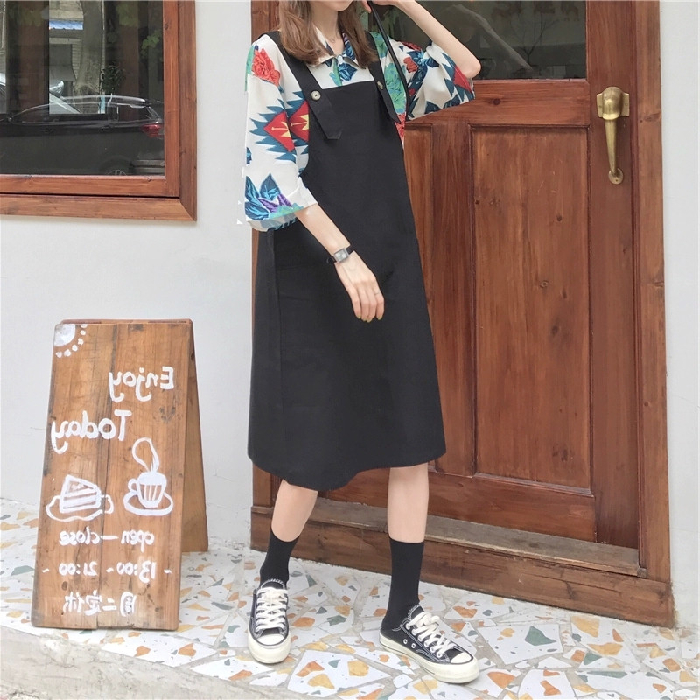 Spring new style fat show thin two piece suit summer size women's dress with floral strap early spring and Autumn