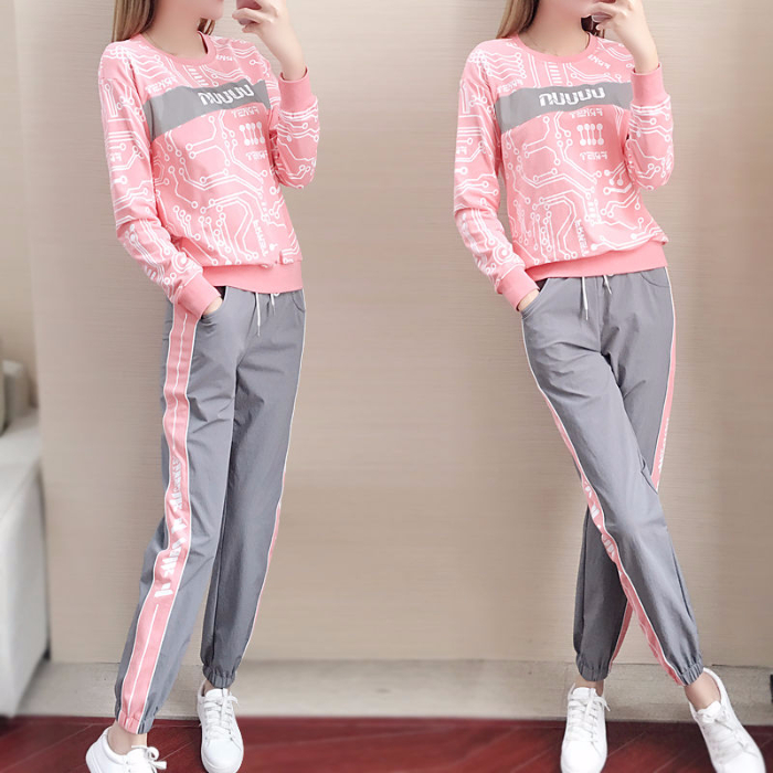 Early autumn suit women's leisure fashion sportswear long sleeve running loose spring and autumn two piece set fashion