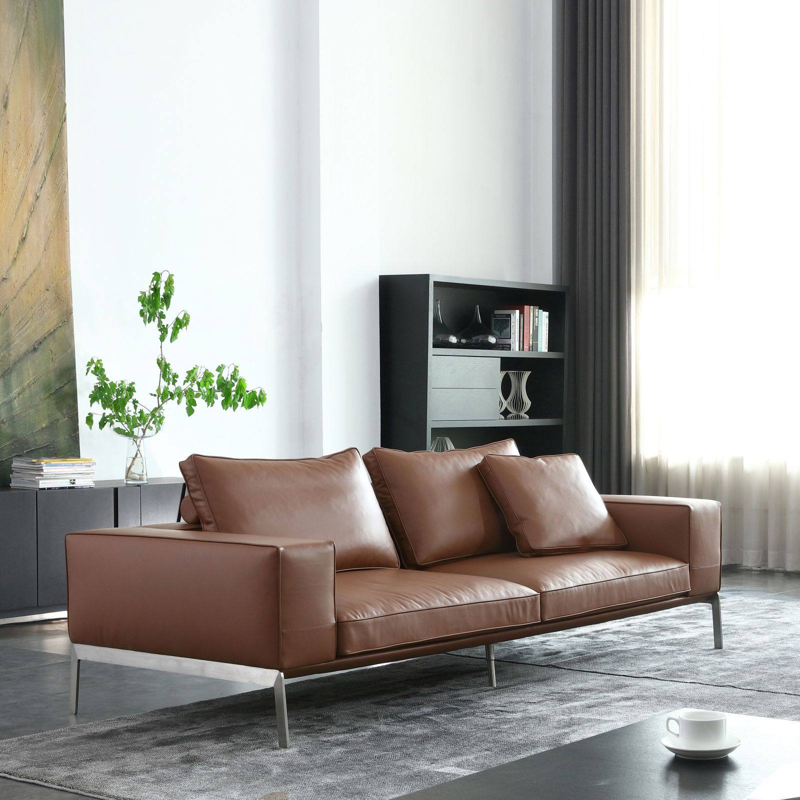 双三人座现代简约轻奢意大利lifesteel全真皮头层皮羽绒沙发定制