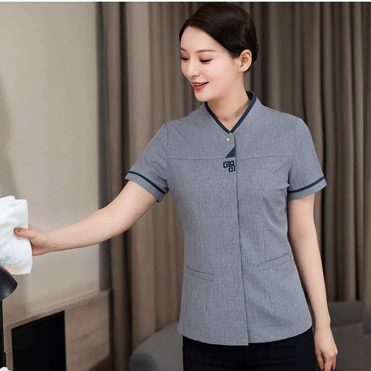 酒店客房保洁服短袖女物业清洁阿姨夏装售楼部保洁员工作服套装男