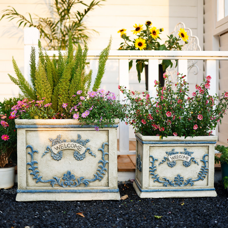 欧式长方形大号口径花盆阳台户外花箱装饰特大多肉水泥北欧网红