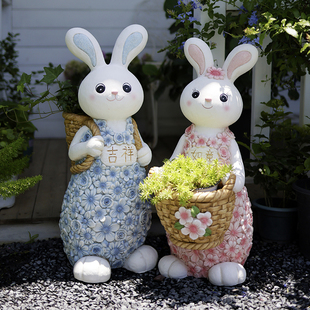 小兔子户外庭院装 饰摆件阳台造景布置网红民宿花园创意动物花盆