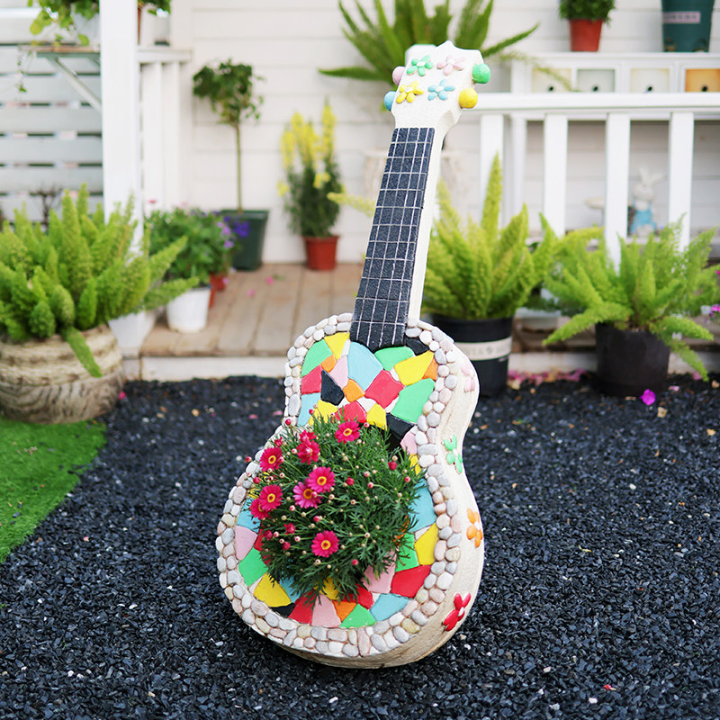 创意吉他花园庭院装饰摆件阳台布置户外别墅院子网红民宿艺术花盆,家居饰品,户外/庭院摆件,淘宝优惠券,粉丝福利购,淘宝优惠卷