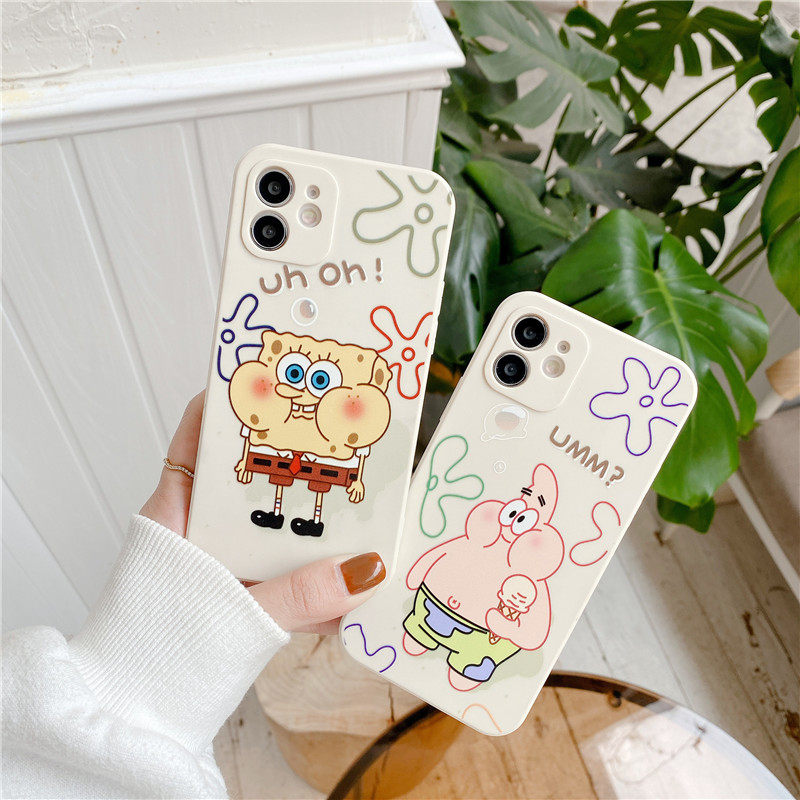 卡通海绵宝宝手机壳xsmax可爱派大星12pro侧边男女款xr苹果11手机壳液态硅胶iPhonex创意11promax防摔7/8plus,3C数码配件,手机保护套/壳,淘宝优惠券,粉丝福利购,淘宝优惠卷