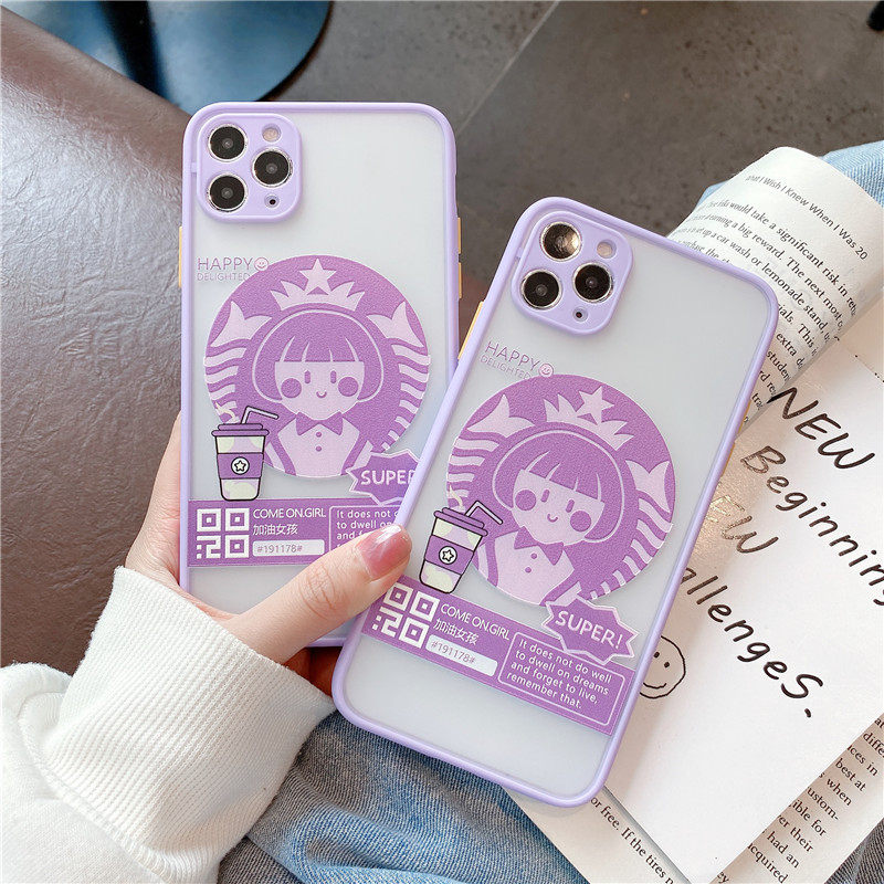 可爱卡通奶茶女孩适用iPhone11苹果X/XR/SE手机壳肤感8plus少女心7p创意XS Max撞色磨砂11Promax全包防摔硅胶,3C数码配件,手机保护套/壳,淘宝优惠券,粉丝福利购,淘宝优惠卷