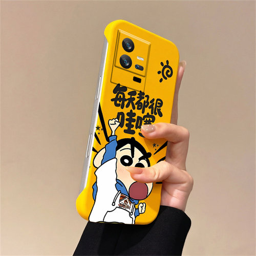 送挂环蜡笔小新适用vivoiqoo11手机壳爱酷11pro无边框iqooz10turbo散热z10x新款iqoo10/9/8/7半包iqoo5硬3