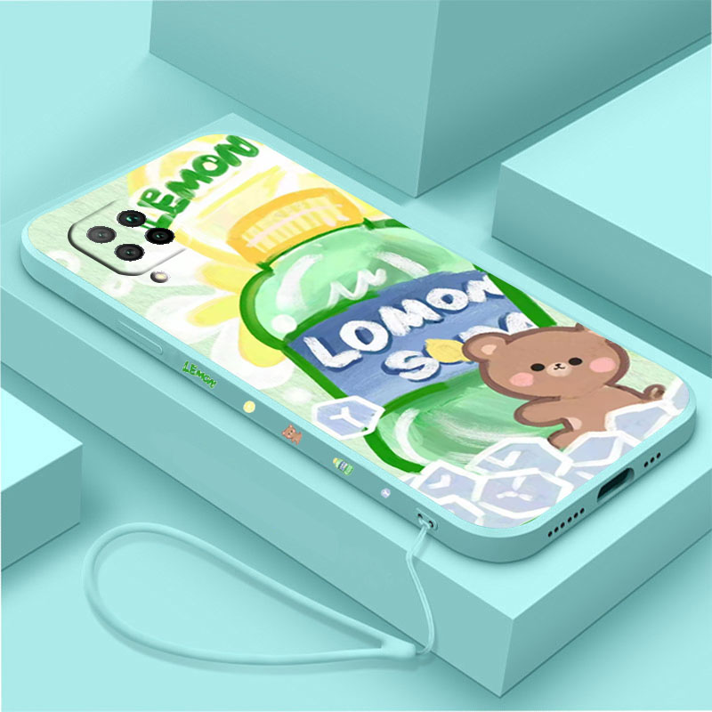 送手绳华为nova6手机壳雪碧小熊Nova6se女款5G侧边带图案4G液态硅胶挂绳全包镜头磨砂保护套防摔新款创意超薄