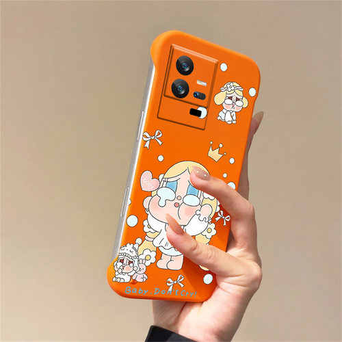 送挂环可爱哭娃适用vivoiqoo11手机壳爱酷11pro无边框iqooz10turbo散热z10x新款iqoo10/9/8/7半包iqoo5硬3