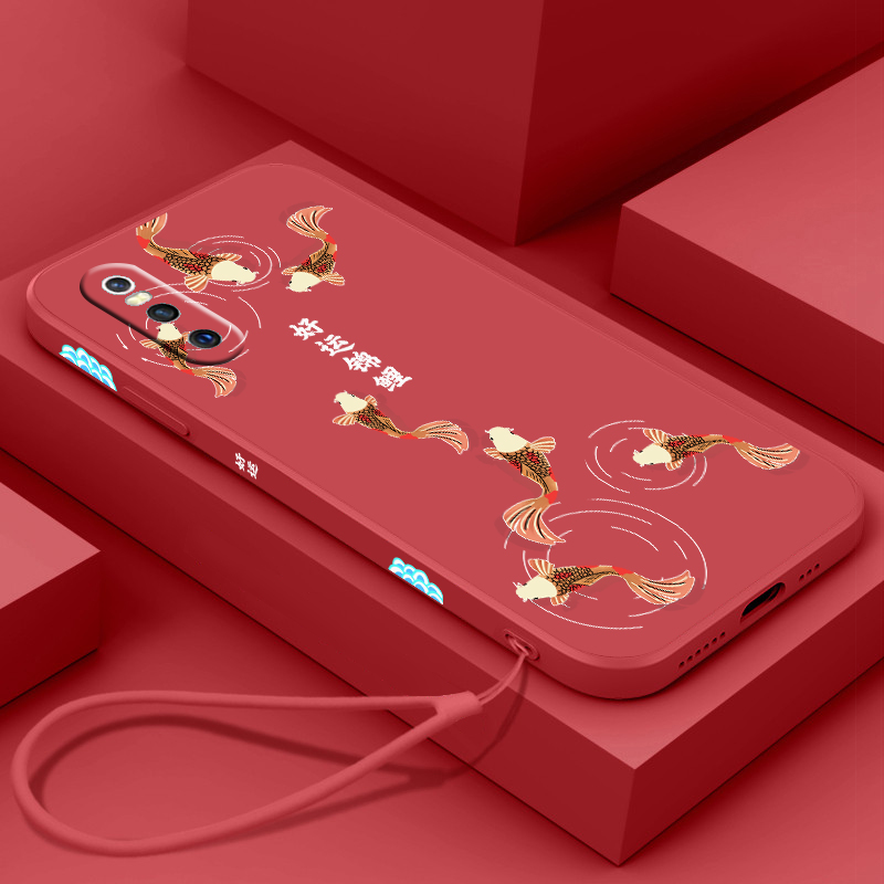 好运锦鲤新年款vivox27手机壳中国风x27pro液态硅胶x30软壳女款x30pro国潮全包镜头带挂绳磨砂网红保护套超薄