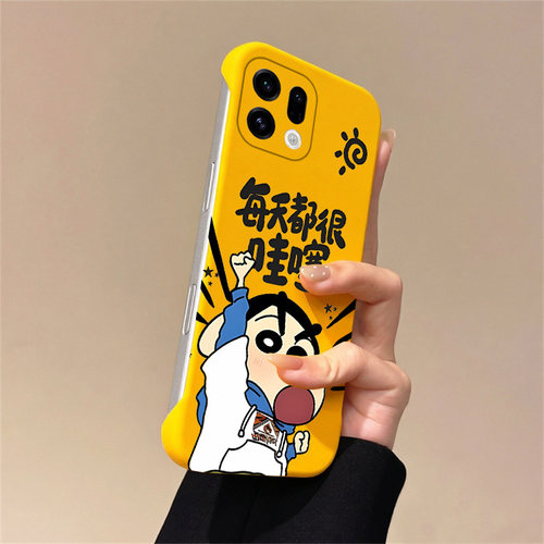 送挂环蜡笔小新适用oppofindx9手机壳x8s无边框x7ultra散热x6新款x5半包a3pro薄a2pro硬A2女x3保护x8s+套5g