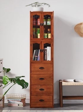 斗柜实木立柜高窄型边角柜卧室客厅储物柜五斗橱收纳柜厨房餐边柜