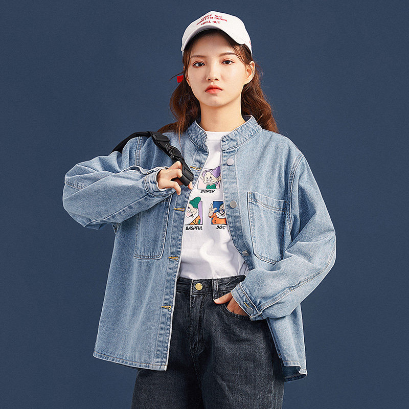 仙蓓丽牛仔外套女2020春秋新款宽松韩版复古短款百搭夹克学院风