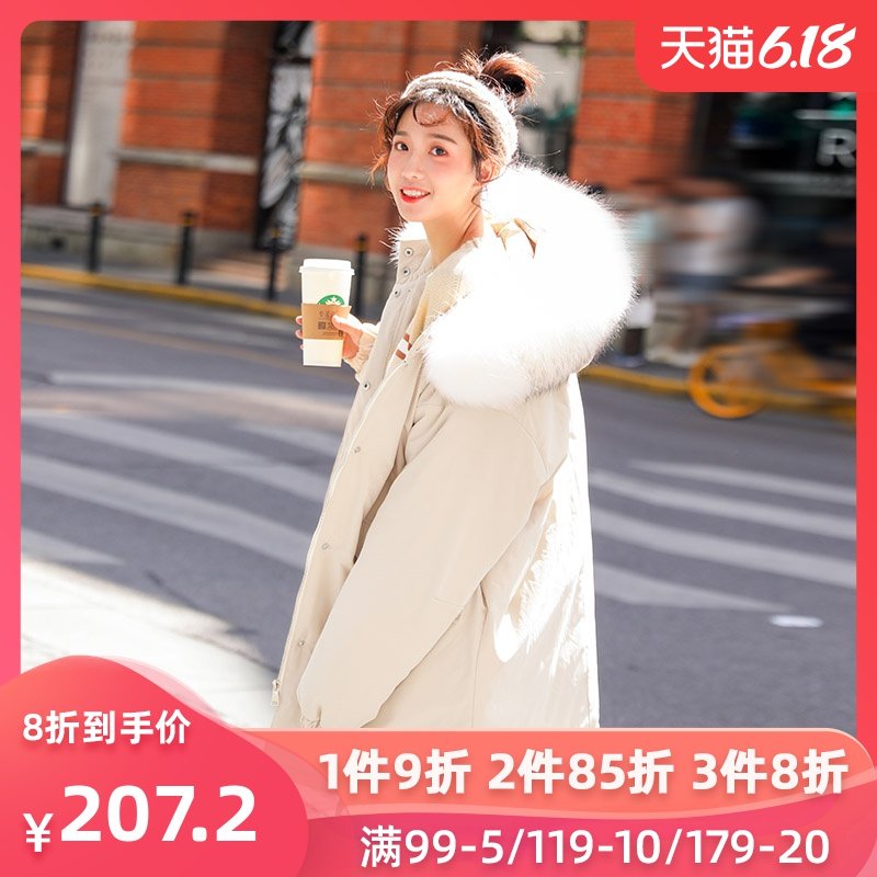 仙蓓丽冬季棉服女2019新款ins潮东大门羽绒棉衣中长款工装派克服