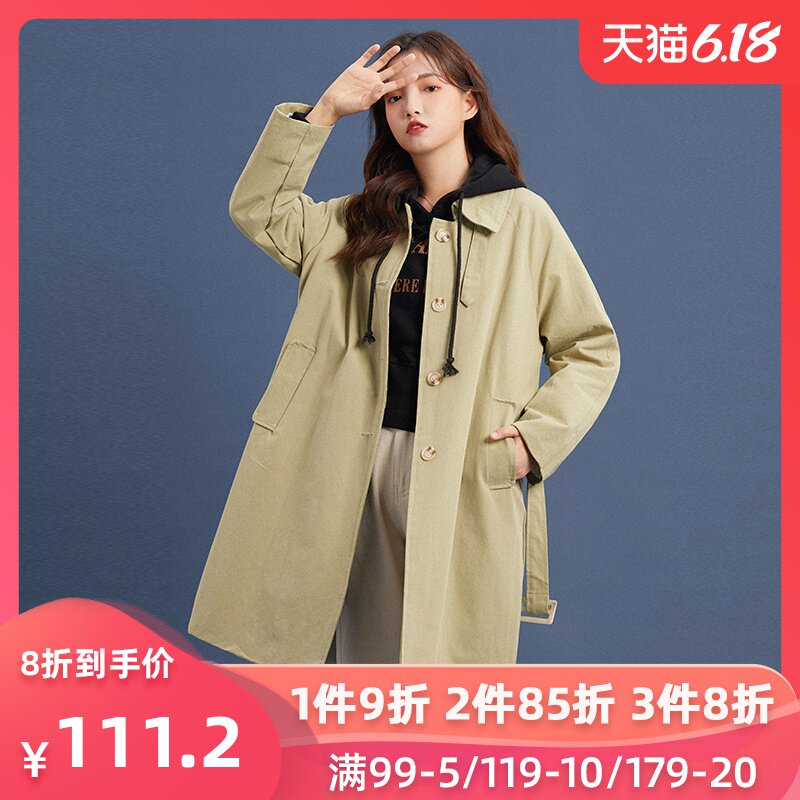 仙蓓丽网红过膝小个子风衣女中长款宽松学生流行春秋新款外套潮