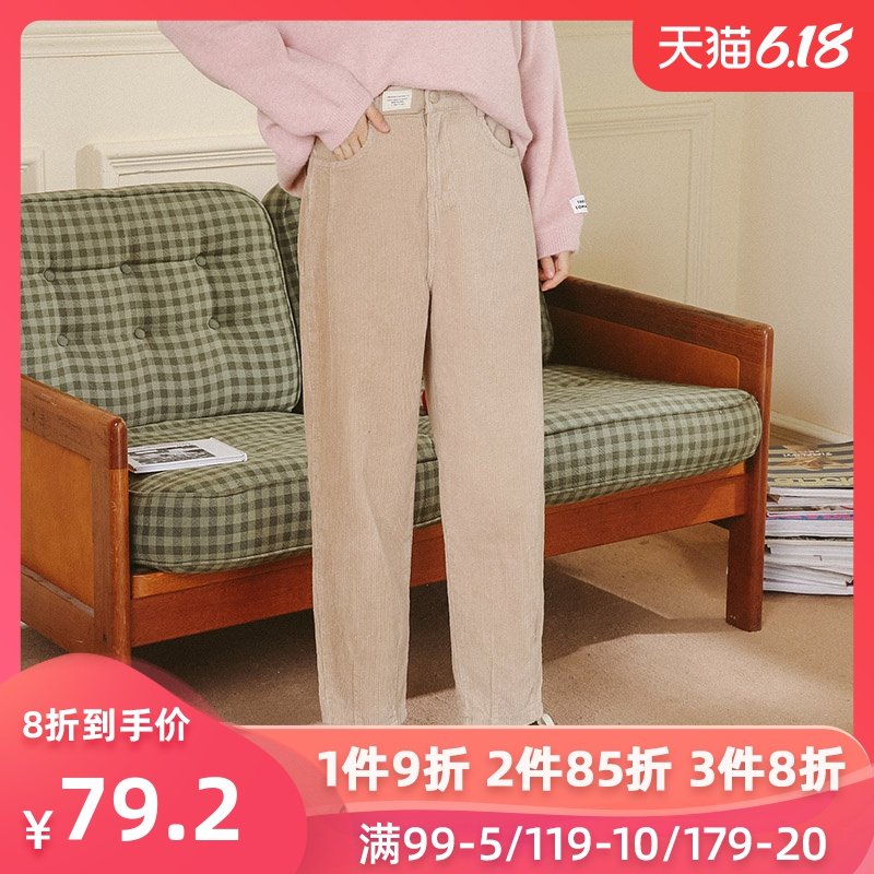 仙蓓丽毛呢裤子女秋冬2019新款宽松韩版直筒阔腿裤高腰显瘦萝卜裤