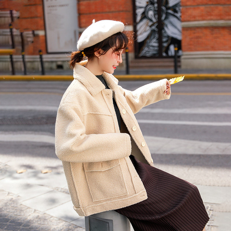 仙蓓丽法式小外套2019短款小香风羊羔毛女秋冬复古韩版宽松矮个子