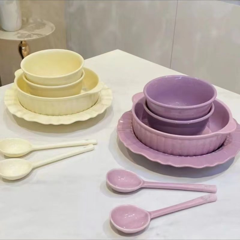 家用陶瓷碗盘盘子碗勺碟奶油件套餐具瓷器套装