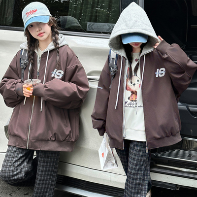 女童秋冬款夹棉加厚假两件外套