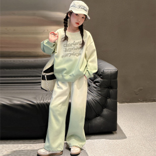 女童春秋2025新款女孩洋气春装渐变色卫衣运动裤大童休闲时髦套装