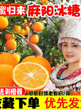 湖南麻阳冰糖橙正宗新鲜水果包邮薄皮榨汁当季果冻5现摘9斤甜橙子