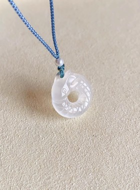 天然白玉髓龙形平安扣吊坠