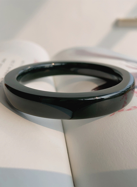 天然和田玉手镯黑青玉方条镯子