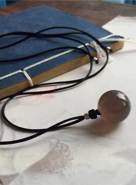 圆满天然冰种烟灰玉髓吊坠玉石