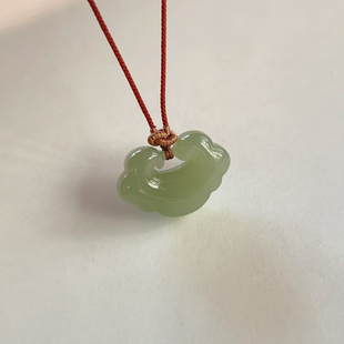 【祥云】天然正品和田玉祥云锁吊坠 青白玉玉石平安锁项链