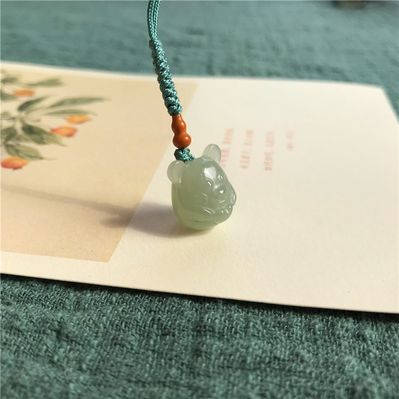 可爱卡通生肖系列 生肖鼠吊坠玉佩 可爱小老鼠比心玉佩宝宝女士