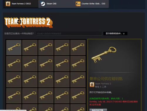 TF2钥匙 TF2key 军团要塞2钥匙 曼恩公司供应箱钥匙