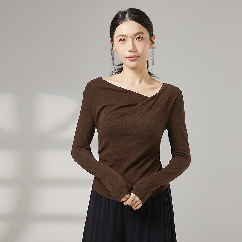 现代舞练功服女款2025秋冬新款长袖上衣古典舞服装修身形体舞蹈服