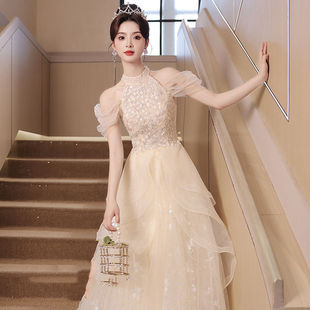 钢琴演奏生日宴会毕业主持人18岁成人礼女孩礼服高中生订婚连衣裙