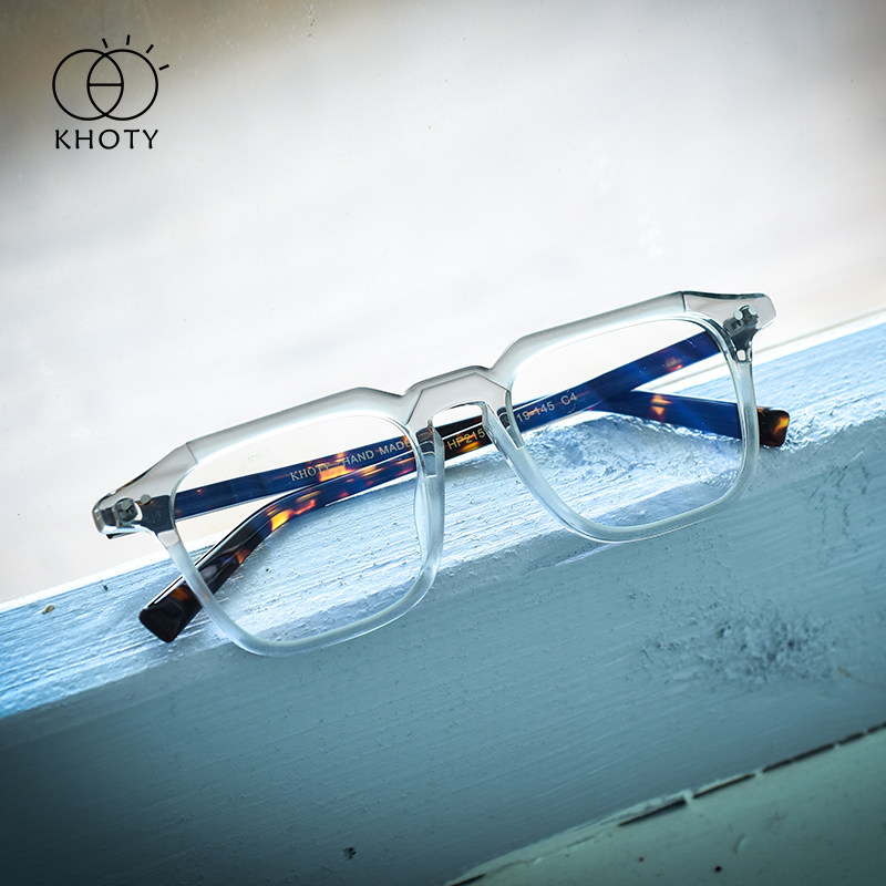 KHOTY日本透明手工板材眼镜框男潮人复古大方框文艺近视眼镜架女