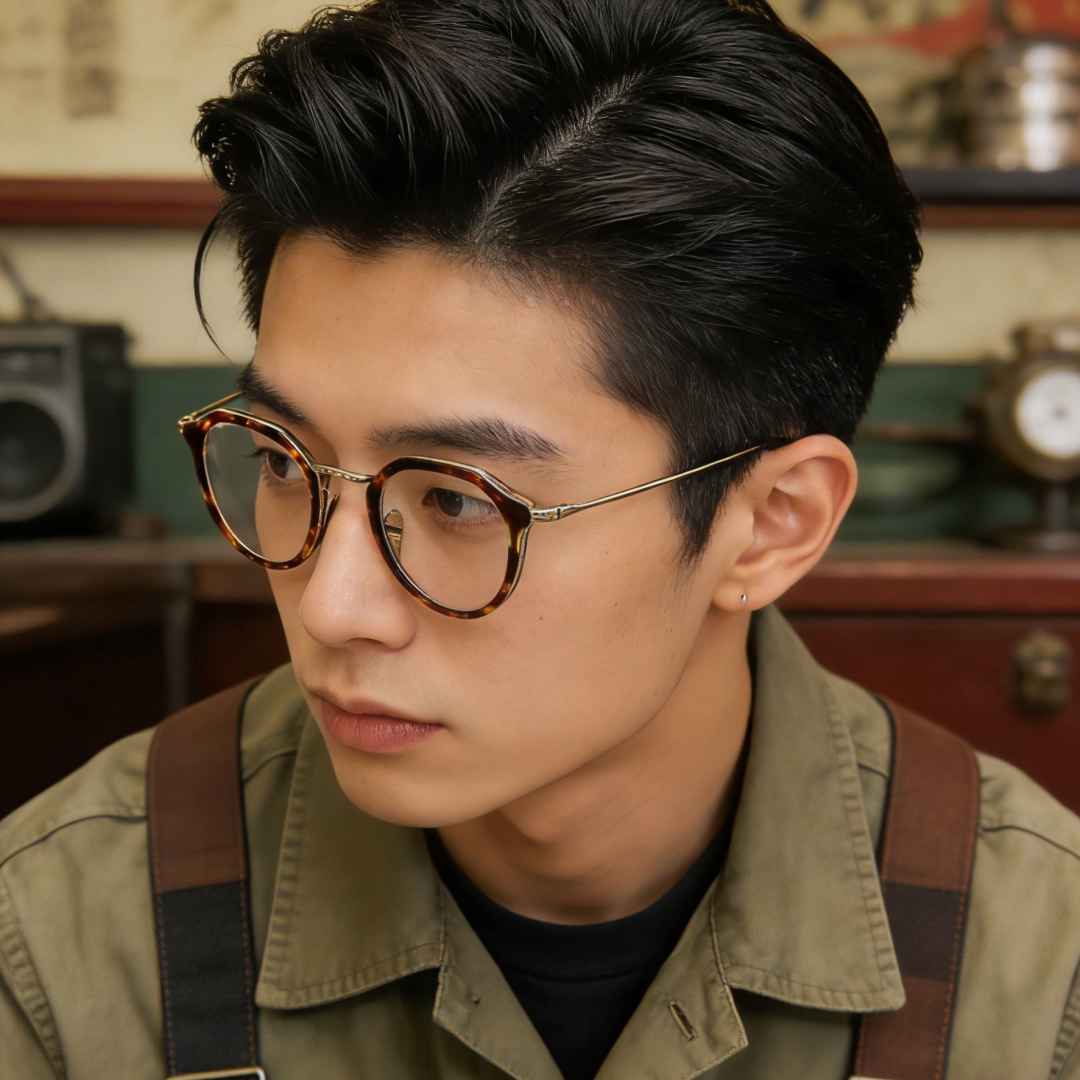 日本进口赛璐璐高端手制纯钛眼镜男复古玳瑁近视文艺防蓝光镜框女