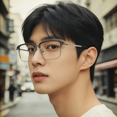 日本手制纯钛板材眼镜男超轻弹簧腿大脸适合近视防蓝光方框镜架女