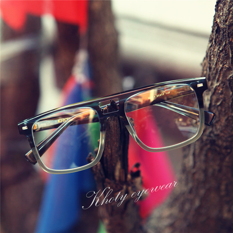 KHOTY日本手造板材复古眼镜框男潮大脸防蓝光平光护目近视镜架女