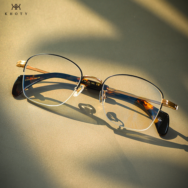 手制赛璐璐纯钛眼镜半框眉架近视