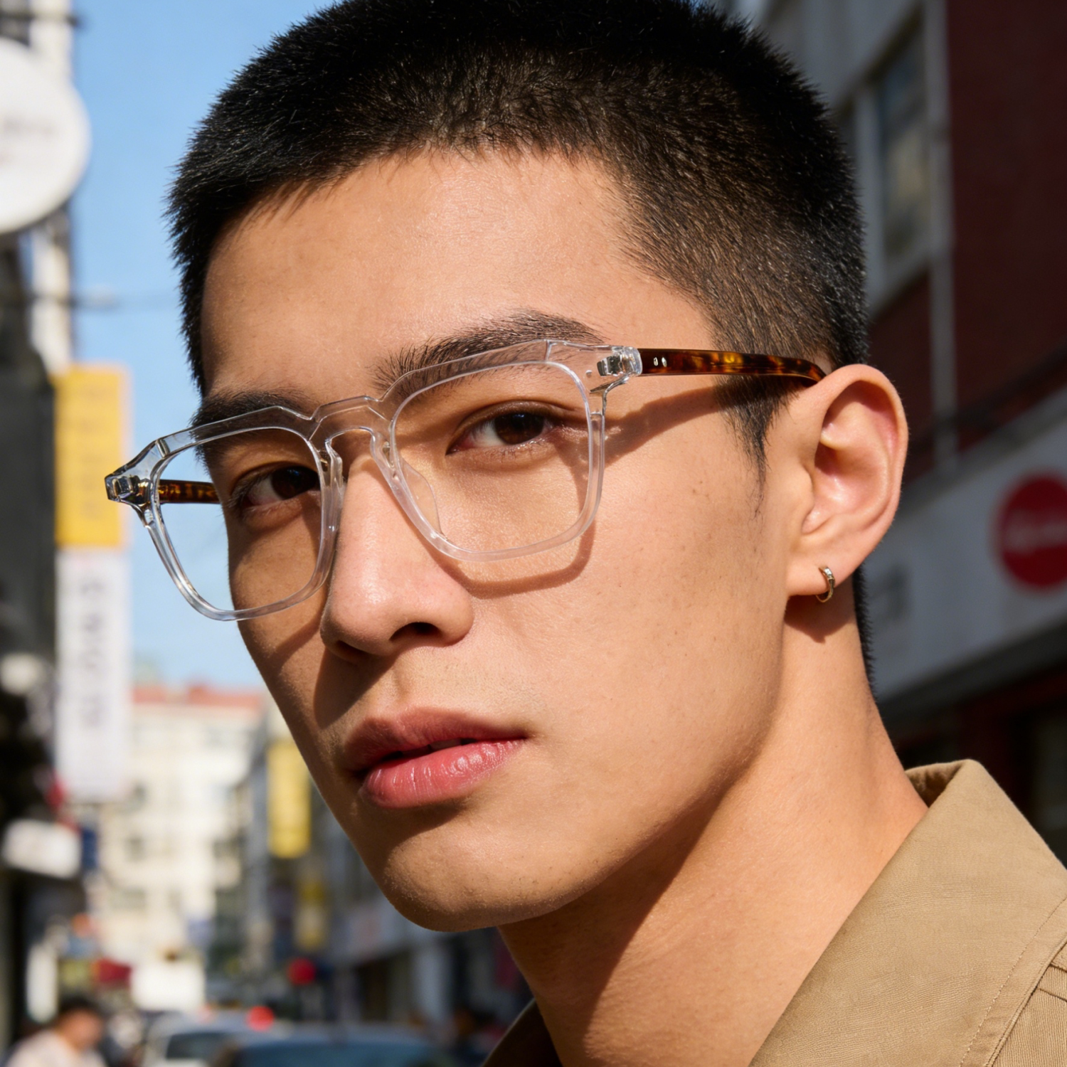 KHOTY日本透明手工板材眼镜框男潮人复古大方框文艺近视眼镜架女