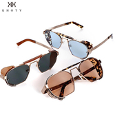 复古大框墨镜男女KHOTY手制钛合金板材近视uv400太阳镜时尚 ins风