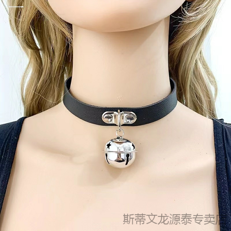 铃铛项圈女m高级真皮女姆chocker宠物m调教工具