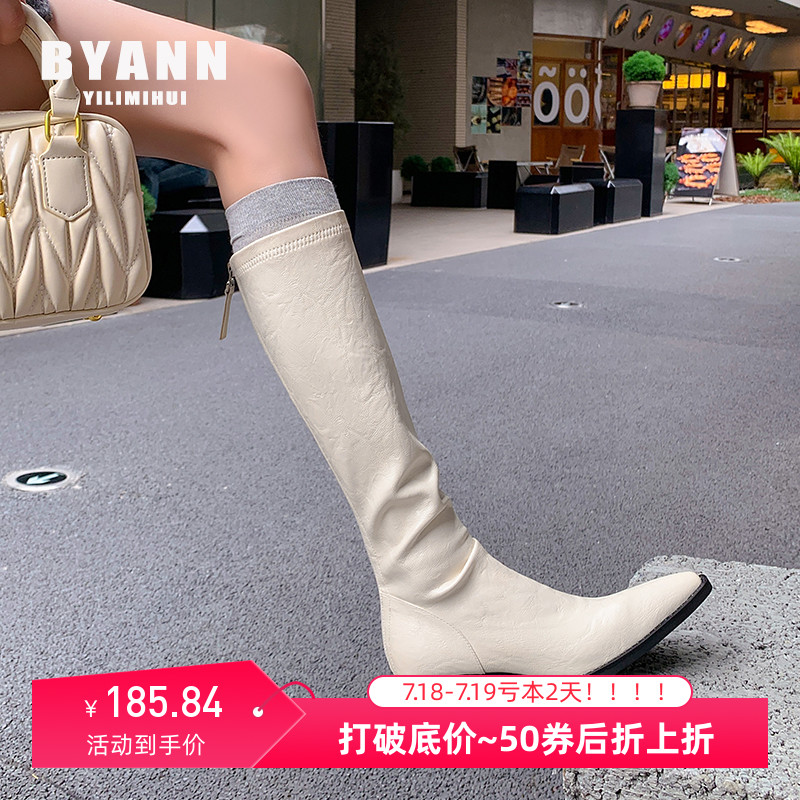 【限时50元券】长筒靴5025新款真皮长靴女弹力靴百搭骑士靴瘦瘦靴