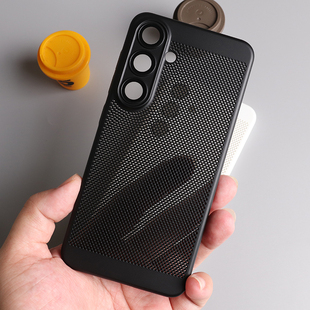 轻薄网孔散热硬壳适用三星S25ultra手机壳s24+透气壳S23ultra全包S22自带镜头膜note20ultra亲肤冰感保护套1
