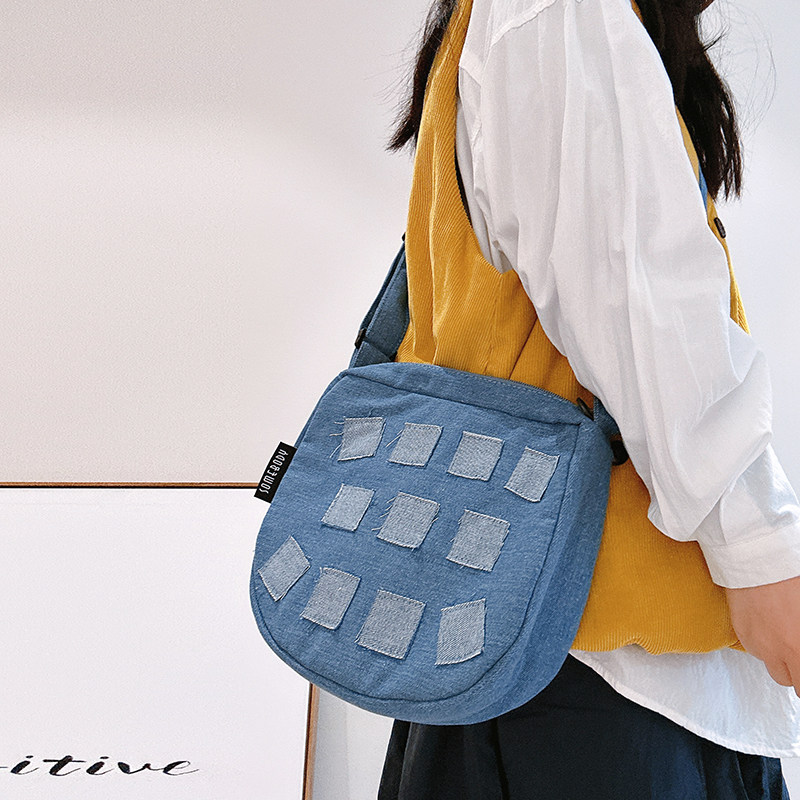 三色补丁牛仔马鞍包女2025春夏新款单肩包小众设计百搭简约斜挎包,箱包皮具/热销女包/男包,通用款女包,淘宝优惠券,粉丝福利购,淘宝优惠卷