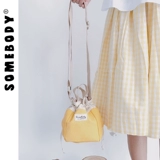 三色补丁 Японская свежая сумка через плечо для школьников, сумка для еды, на шнурках