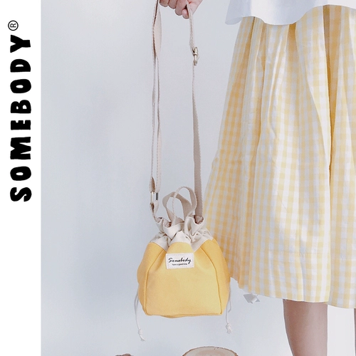 三色补丁 Японская свежая сумка через плечо для школьников, сумка для еды, на шнурках