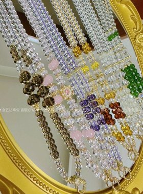 水晶玉髓玛瑙佛牌链子万能扣泰牌唐卡链子珠链毛衣链6mm长60cm