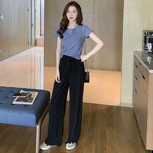 阔腿裤套装女2021夏装新款时尚气质很仙的两件套韩版百搭上衣T恤